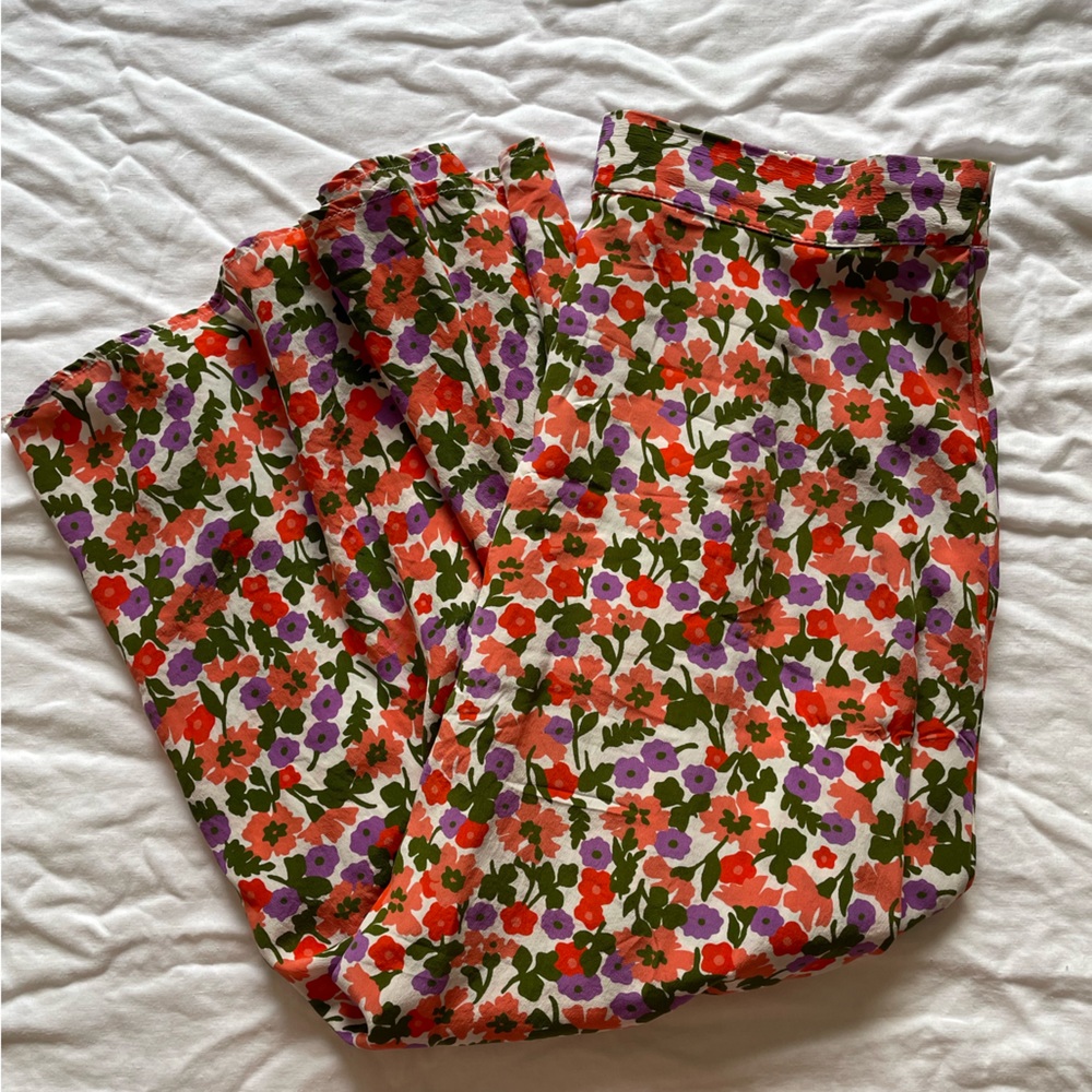 Amour Vert Floral Silk Midi Skirt